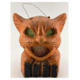 Early Papier Mache Halloween Cat Lantern.