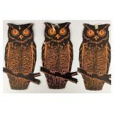 Vintage Die-Cut Cardboard Halloween Owls.