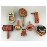Vintage Tin Litho Halloween Noisemakers.