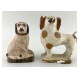 Pair of Early Chalkware Dogs.