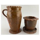 Henry Fare Redware Flower Pot, Pitcher.