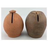 Antique Pennsylvania Redware Pottery Banks.