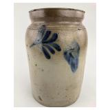 Antique Blue Slip Decorated Stoneware Jar.