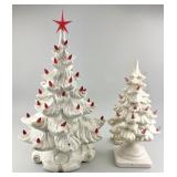 Vintage White Ceramic Electric Christmas Trees.