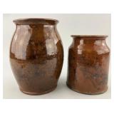 19th C Pennsylvania Redware Glazed Jars.