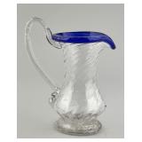 Early Stiegel Type Ribboned Glass Pitcher.
