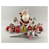 1960s Plastic Christmas Tree Ornaments, Santa.