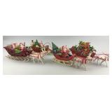 Plastic Christmas Santas Sleighs & Reindeer.