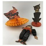 Vintage Halloween Die-Cut Honeycomb Decorations.