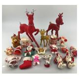 Vintage Flocked Christmas Ornaments, Reindeer.