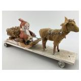 German Santa & Stick Leg Reindeer Pull Toy.