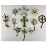 Antique Czech Beaded Glass Christmas Ornaments.