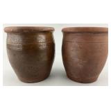 Antique Henry Fare Berks Co Redware Crocks.