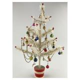 Excellent Antique Feather Tree & Glass Ornaments.