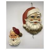 1950s Christmas Styrofoam Santa Decorations.