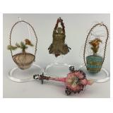 Victorian Blown Glass & Wire Christmas Ornaments.