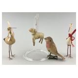 Rare Spun Cotton Animal Christmas Ornaments.