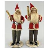 Spun Cotton & Felt Papier Mache Christmas Santas.