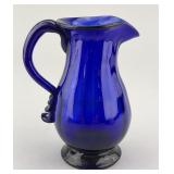 Early Stiegel Type Cobalt Glass Pitcher.