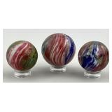 Lot Of 3 German Onionskin Marbles.