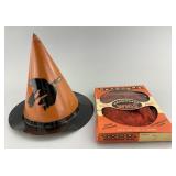 1950s Halloween Witches Hat, Masquerade Wig.