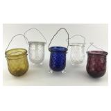 5 Blown Glass Victorian Christmas Fairy Lamps.