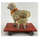 Antique German Composition Stick Leg Pull Toy.