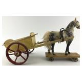 Antique German Composition Stick Leg Pull Toy.