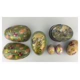 Early Tin Litho Easter Egg Candy Containers.
