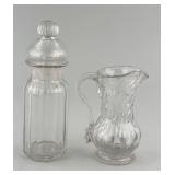 Early Stiegel Type Clear Glass Pitcher, Bottle.
