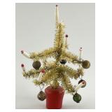 Early Miniature Feather Tree w/ Ornaments.