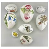 Hand Blown & Painted Milk Glass Easter Eggs.