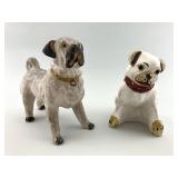 Pair of Early Chalkware Pug Dogs.