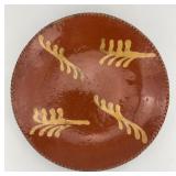 Antique Yellow Slip PA Redware Pottery Plate.