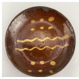 Small Yellow Slip PA  Redware Pottery Plate.