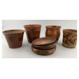 Antique Pennsylvania Redware Glazed Flower Pots.