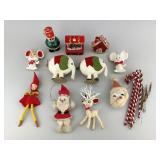 Vintage Flocked Christmas Tree Ornaments.