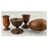Antique Wood Turned Treen Ware & Egg.