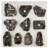 10 Antique Tin Metal Cookie Cutters.