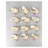 Spun Cotton & Feather Dove Christmas Ornaments.