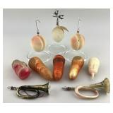 Early Mercury Glass Christmas Tree Ornaments.