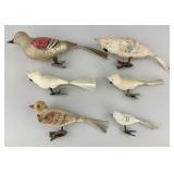 Antique Mercury Glass Bird Clip Ornaments.