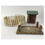 German Wood Folk Art Primitive Farm Buildings.