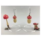19th C. Blown Glass Mushroom Christmas Ornaments.