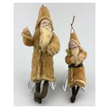German Spun Cotton Composition Santa Ornaments.