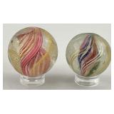 Pair Of Ribbon Core Swirl German Marbles.