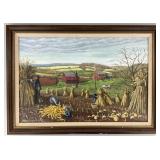 Judie Ziegler Signed Farm Life Painting On Board.