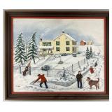 Judie Ziegler Signed Farm Life Painting On Board.