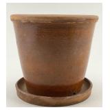 Rare Antique Henry Fare Glazed Redware Flower Pot.