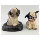 Pair of Early Cast Iron Puppo Dog Still Banks.